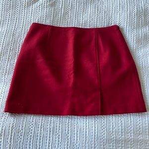 Red velvet mini skirt